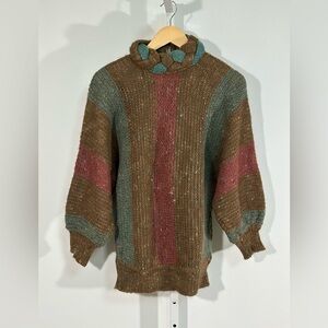 70’s Nina Ricci Paris Wool Mohair Sweater – Braided Collar Knit Medium Vintage
